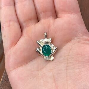 Vintage 925 Sterling Silver Jelly Belly Frog Pendant Bracelet Charm